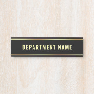 Placa De Porta Nome do Departamento Personalizável Modelo Black D