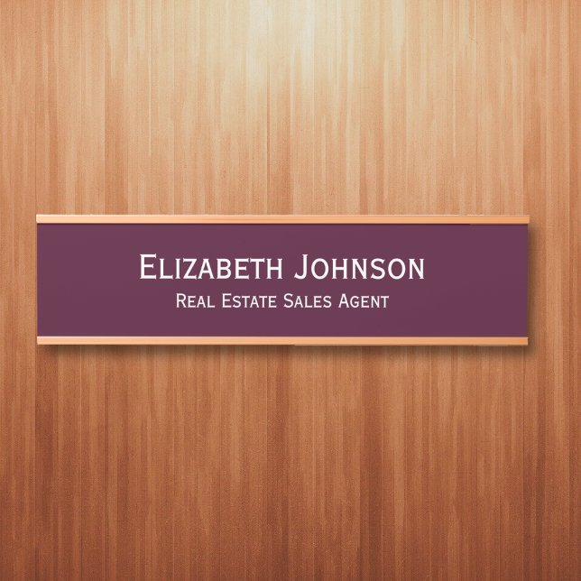 Placa De Porta Nome do escritório profissional Título Borgonha (Professional Business Office Name Title Burgundy Door Sign)