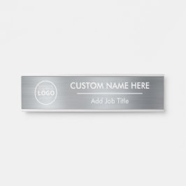 Placa De Porta Nome do funcionário do Prata Metálico do Logotipo