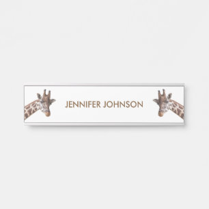Placa De Porta Nome personalizado animais dos girafas