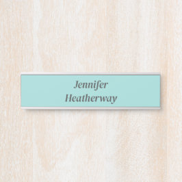 Placa De Porta Nome personalizado azul aqua minimalista