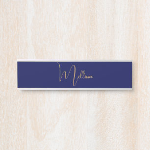 Placa De Porta Nome personalizado minimalista azul