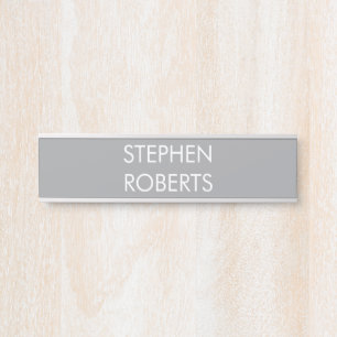 Placa De Porta Nome personalizado minimalista cinza