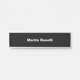 Placa De Porta Nome personalizado Mínimo Preto Preto Preto Modern