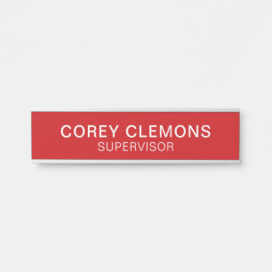 Placa De Porta Nome personalizado profissional Título Red & White