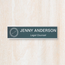 Placa De Porta Nome profissional moderno e Logotipo - Sinal de po