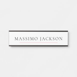 Placa De Porta Nome Próprio Decorativo Chic Simples Preto Branco