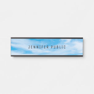 Placa De Porta Nuvens Azul Céu Moderno Modelo Elegante Simples