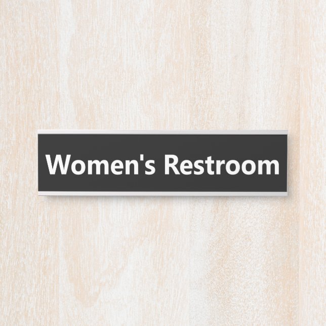 Placa De Porta O banheiro feminino preto e branco (Frente)