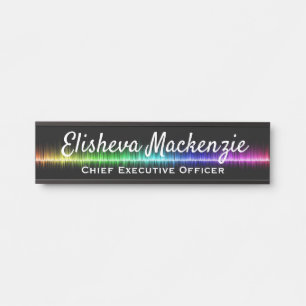 Placa De Porta Office Door Sinaliza Rainbow Black Name Plate Sina