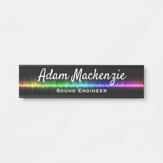Placa De Porta Office Door Sinaliza Rainbow Black Name Plate Sina (Frente)