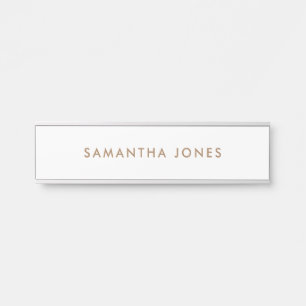 Placa De Porta Ouro Branco Minimalista Moderno