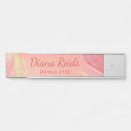 Placa De Porta Ouro rosa brilho nome personalizado