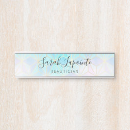 Placa De Porta Padrão Geométrico Trendy Iridescent & Pastel