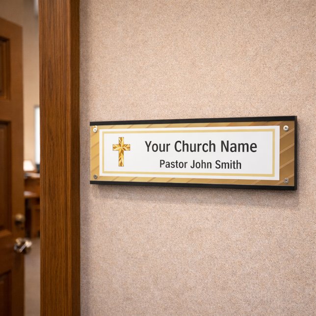 Placa De Porta Pastor Clássico Dourado E Negro (Criador carregado)