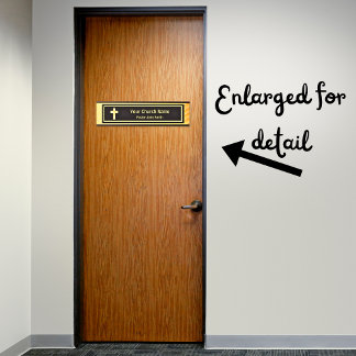 Placa De Porta Pastor Clássico Dourado E Negro