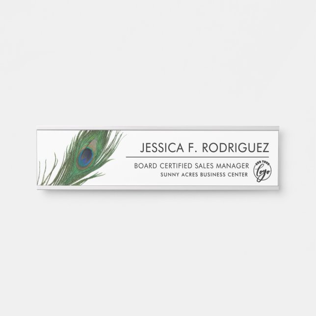 Placa De Porta Peacock Poise | Elegante (Frente)