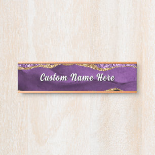 Placa de Porta Personalizada com Nome Exemplo Purp