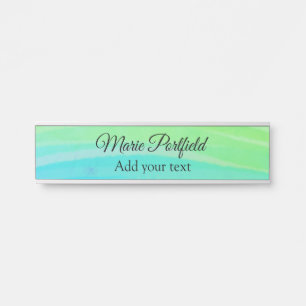 Placa De Porta personalizado adicionar seu nome texto aquarela az