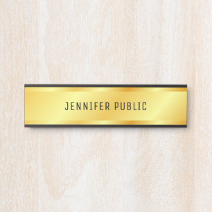 Placa De Porta Personalizar Faux Metálico Dourado Parece Elegant
