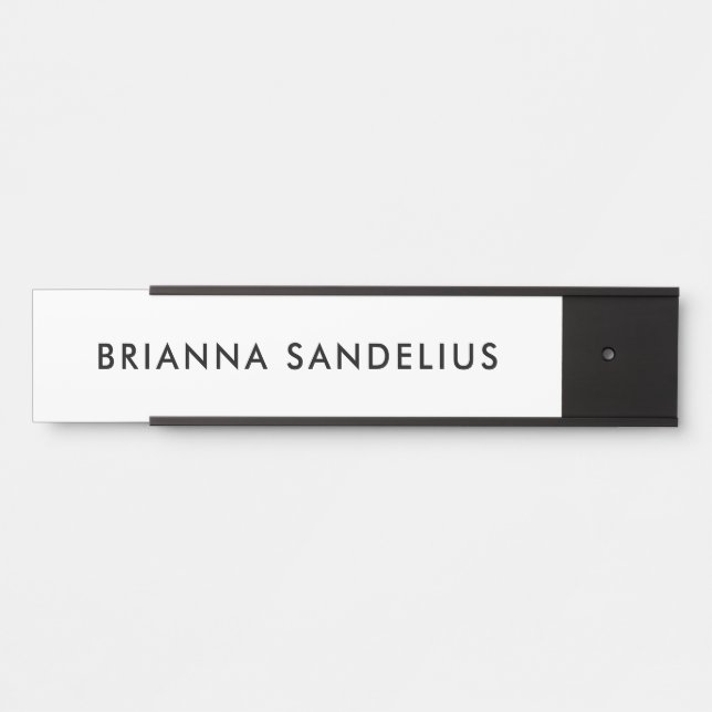 Placa De Porta Personalized modern minimalist black script name (Frente)