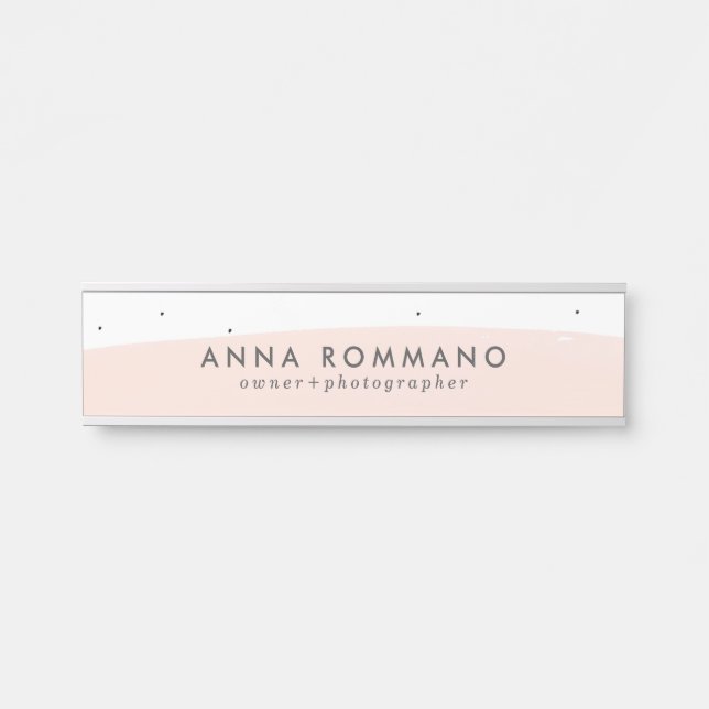 Placa De Porta Pincéis de cor rosa e branca (Frente)