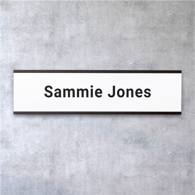 Placa De Porta Placa de Nome do Office Alterável para Portas Pers (MISOOK White Name Plate with Black Metallic Frame Minimalist)