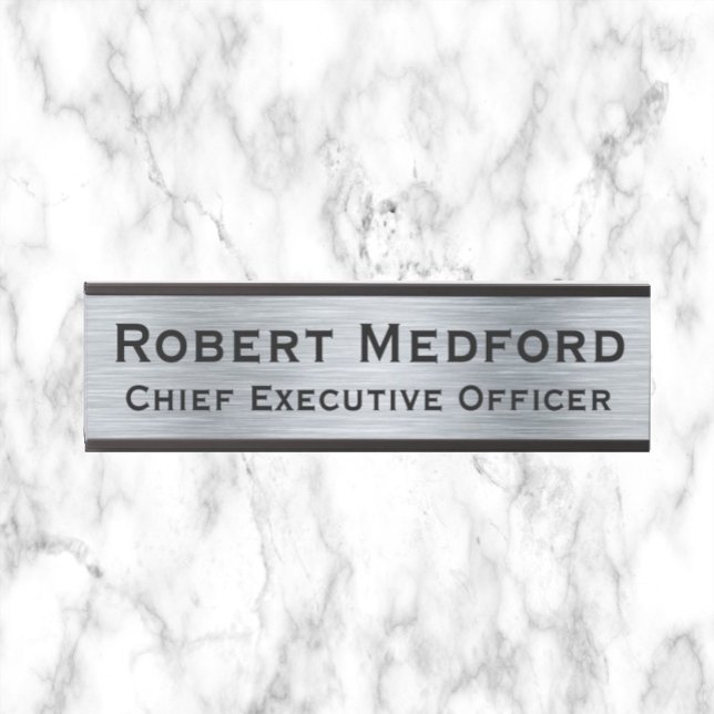 Placa De Porta Prata moderna sinaliza o nome da porta (Criador carregado)