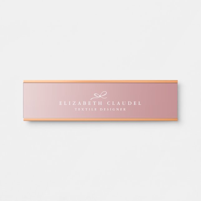 Placa De Porta Preto chique Dourado cor-de-rosa sofisticado (Frente)