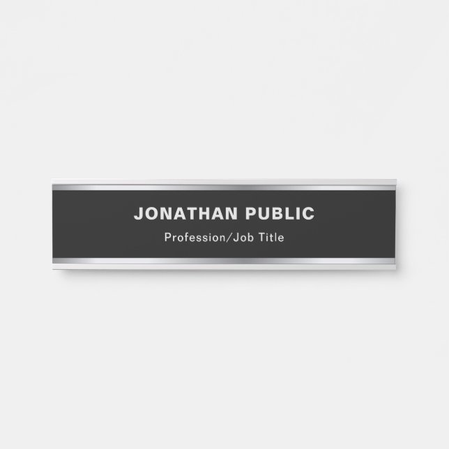 Placa De Porta Preto criativo e prata do design moderno glamoroso (Frente)