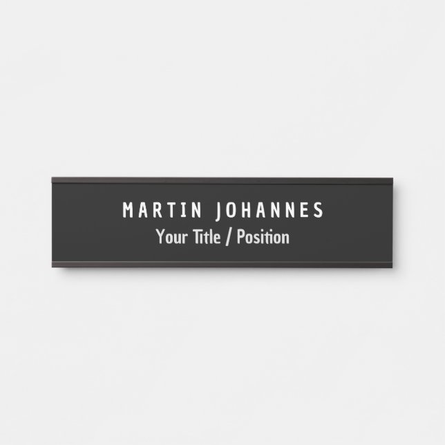 Placa De Porta Preto e Branco Elegante Mínimo Moderno (Frente)