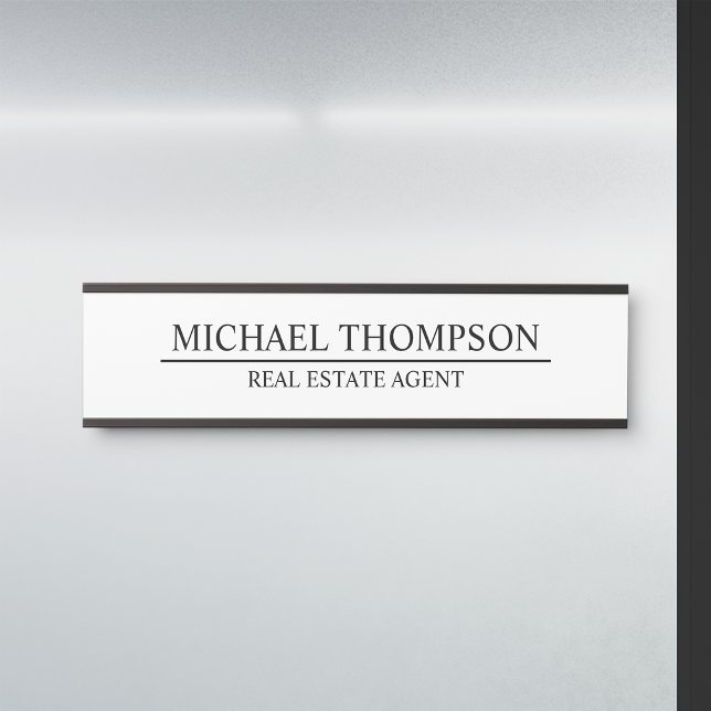Placa De Porta Preto e Branco Elegante profissional (Criador carregado)