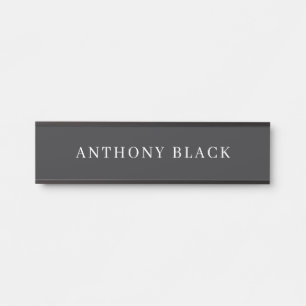 Placa De Porta Preto Fosco Minimalista Simples Elegante Clássico