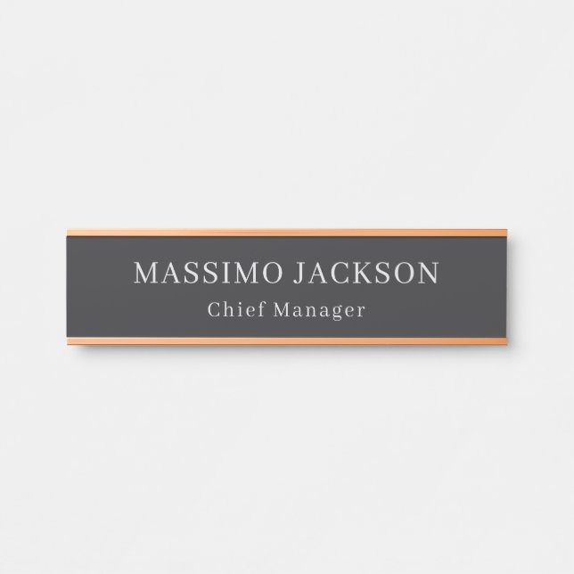 Placa De Porta Preto Fosco Profissional Simples Moderno Elegante (Frente)