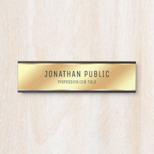 Placa De Porta Preto Glam Moderno Personalizado E Dourada Manipul