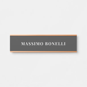 Placa De Porta Preto Jet e Branco Minimalista Simples Moderno