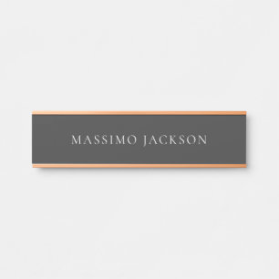 Placa De Porta Preto Jet e Branco Minimalista Simples Moderno