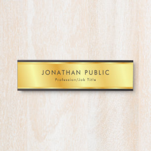 Placa De Porta Preto Personalizado E Moderno Elegante Dourado