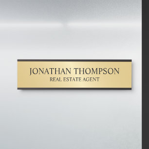 Placa De Porta Preto profissional e Dourado