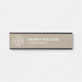 Placa De Porta Professional Custom Business Logo Job Title Taupe