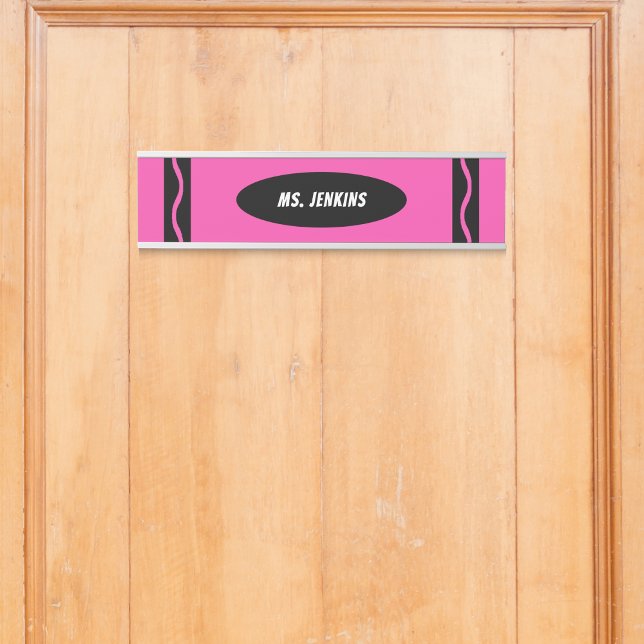 Placa De Porta Professor de Crayon Rosa (Pink Crayon Teacher Door Sign)