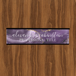 Placa De Porta Purple Marble Agate Office Door Sign