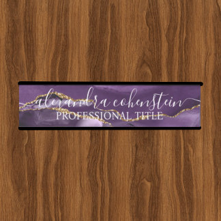 Placa De Porta Purple Marble Agate Office Door Sign