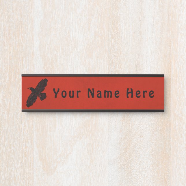 Placa De Porta Raven Em Vermelho (Frente)