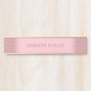 Placa De Porta Rosa Dourado brilhante Modelo elegante simples