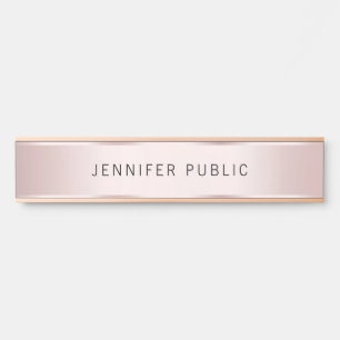 Placa De Porta Rosa Dourado Moderno Elegante Nome Casa Residência