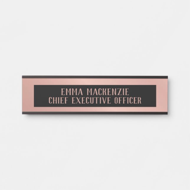 Placa De Porta Rosa Gold Foil Glam Office Name Plate Port Sign (Frente)