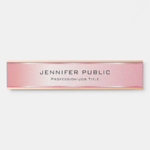 Placa De Porta Rosa simples e elegante personalizado, de Modelo s