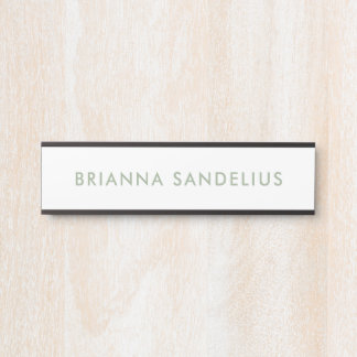 Placa De Porta Rótulo moderno minimalista personalizado em verde 