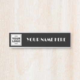 Placa De Porta Seu Logotipo - Quadrado - Fundo BRANCO